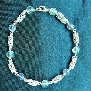 925 sterling silver fluorite bracelet handmade